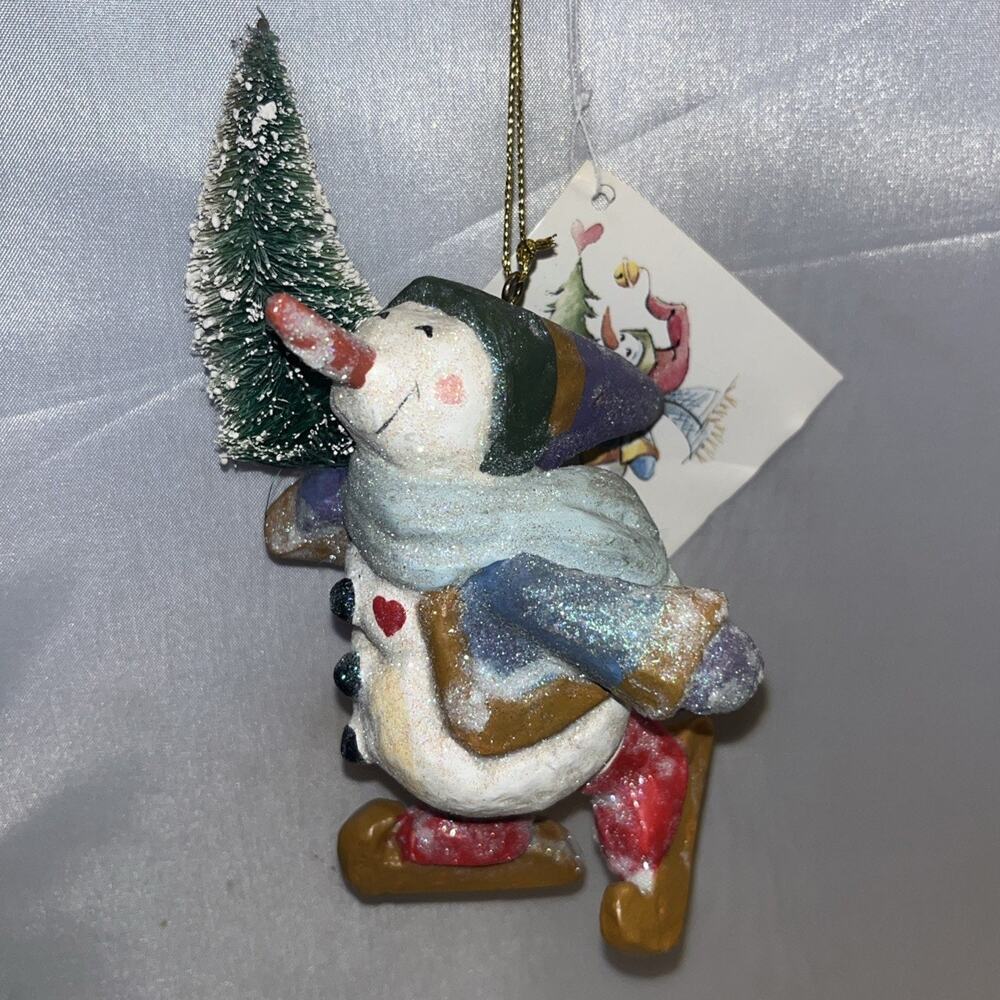 Vtg House of Hatten Snowman Skating Christmas Ornament 1999 Tree Denise Calla